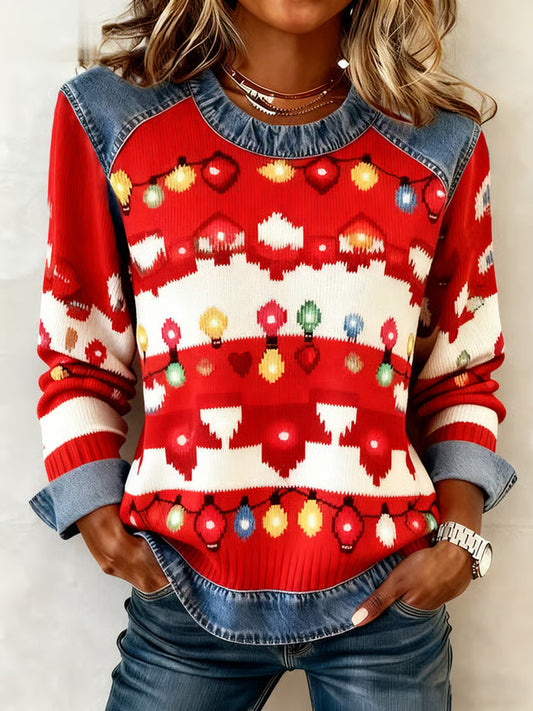 Comstylish Women's Casual Christmas Printed Sweatshirt