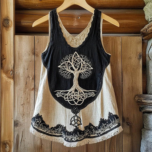 Vintage Life Of Tree Patchwork Art Comfy Tank artswardrobe