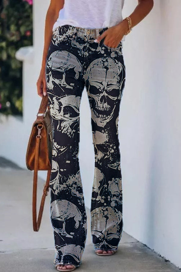 KS | Printed Faux High Rise Flare Pants