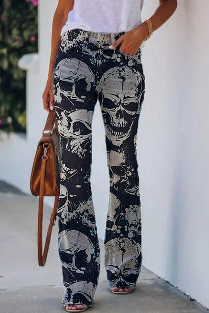 KS | Printed Faux High Rise Flare Pants