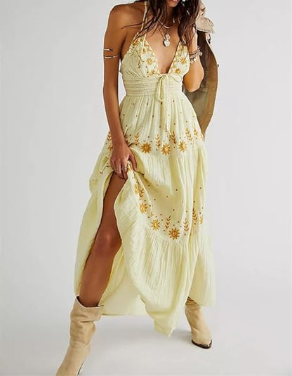 KS | Bohème embroidered maxi dress