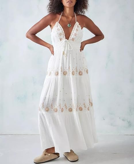 KS | Bohème embroidered maxi dress