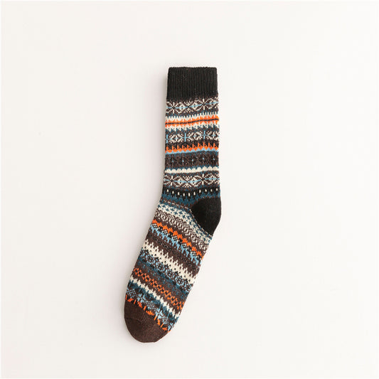 Soft Warm Retro Tribal Color Block Socks elevenforest
