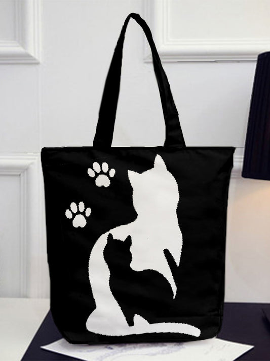 Lovely Cats & Paws Graphic Tote Bag elevenforest