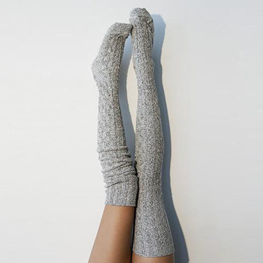 Solid Color Long Tube Knitted Over The Knee Socks elevenforest