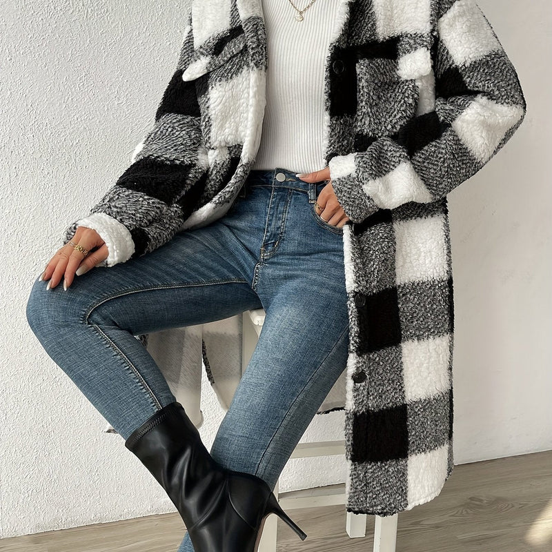 JO | Stylish plaid teddy coat