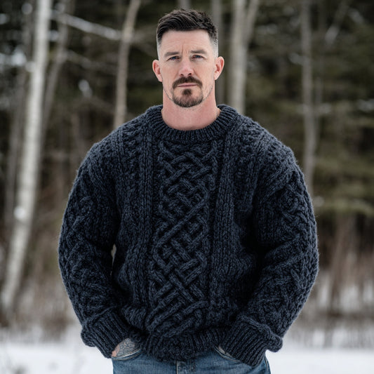 Men's Vintage Fairman Island Jacquard Thick Warm Crew Neck Sweater artswardrobe