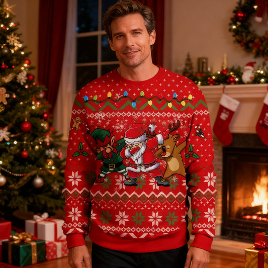Ugly Christmas Santa Claus Reindeer Sweater artswardrobe