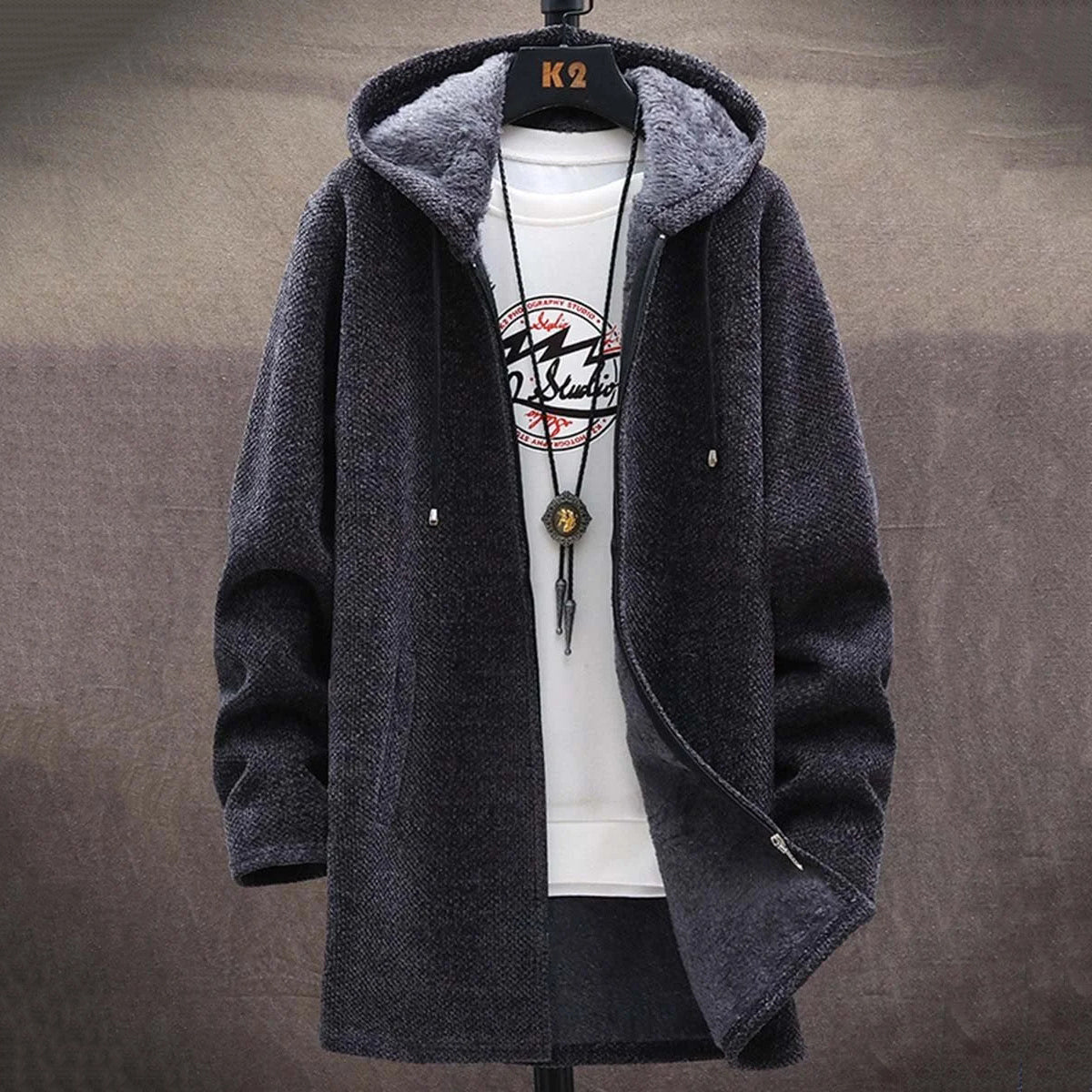 Men'S Plush Thick Knitted Sweater Coat Cardigan elevenforest