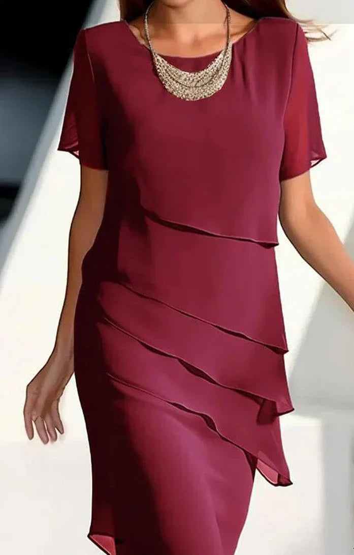 KS | Midi dress in chiffon with layers
