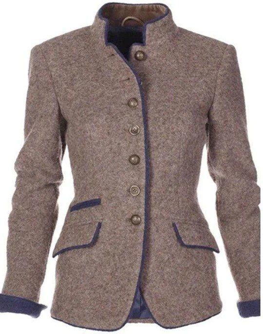 KS | Elegant stand-up collar tailored suit jacket