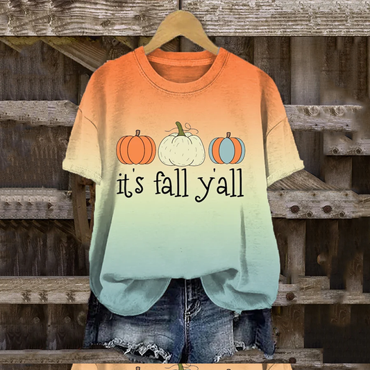 Thanksgiving Fall Y'All Hello Pumpkin Printed Art Women's T-Shirt artswardrobe