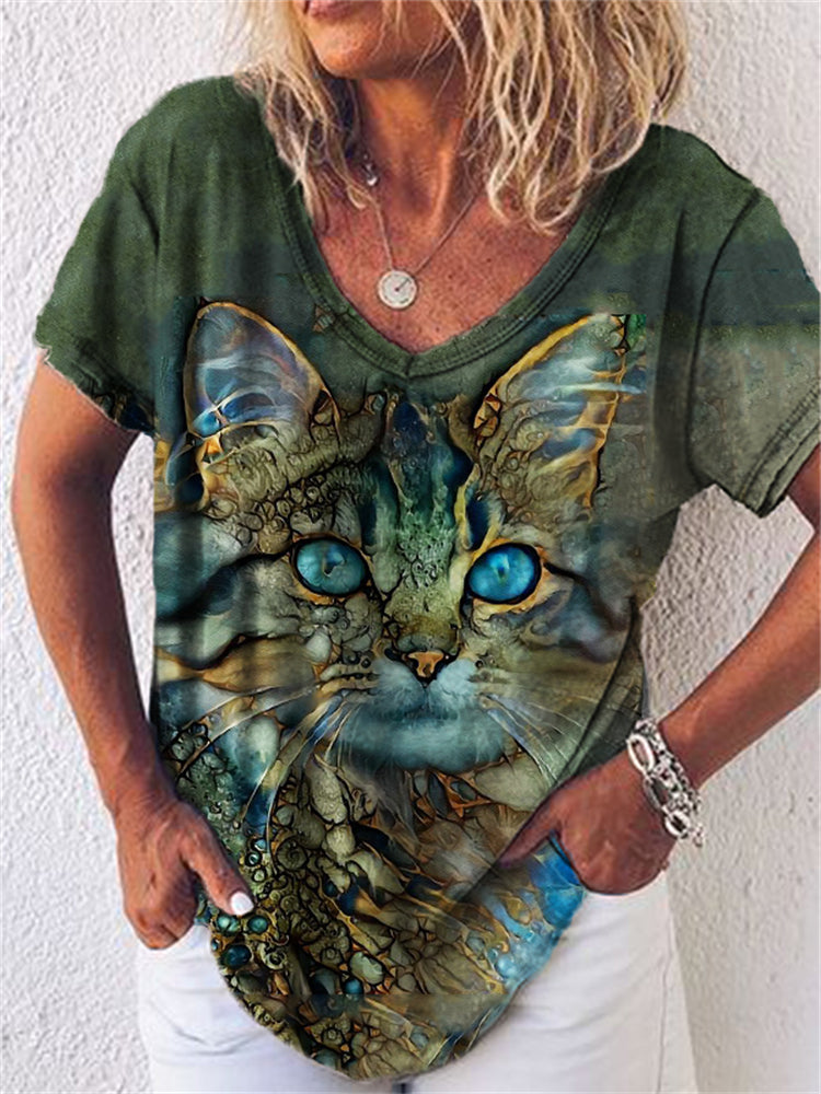 Blue Eyed Cat Art Print Short Sleeve T Shirt elevenforest