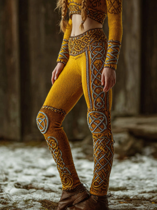 Women's Celtic Knot Yellow Leggings