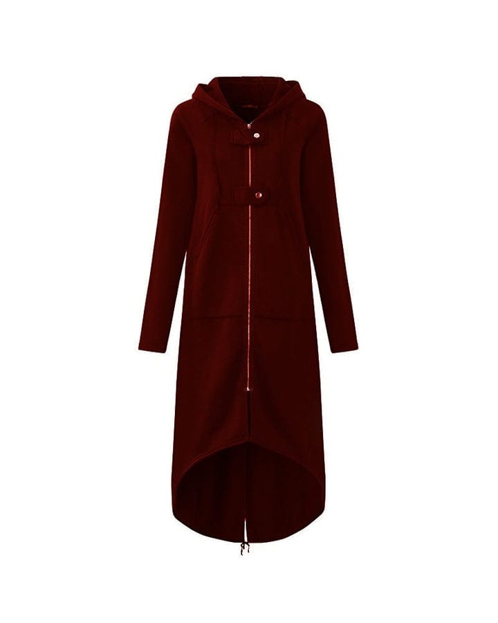 JO | Long women's jacket with zipper and buttons