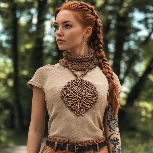 Vintage Viking Tree Of Life Print Linen Short Sleeve T-shirt artswardrobe