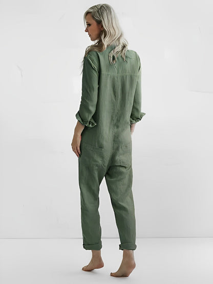 KS | Long-sleeved jumpsuit with buttons and pockets