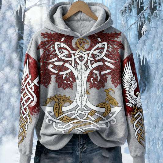 Comstylish Vintage Casual Viking Print Hoodie