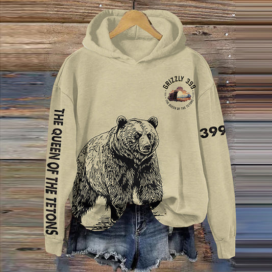 Comstylish Vintage Grizzlies 399 Teton Queen Print Hoodie