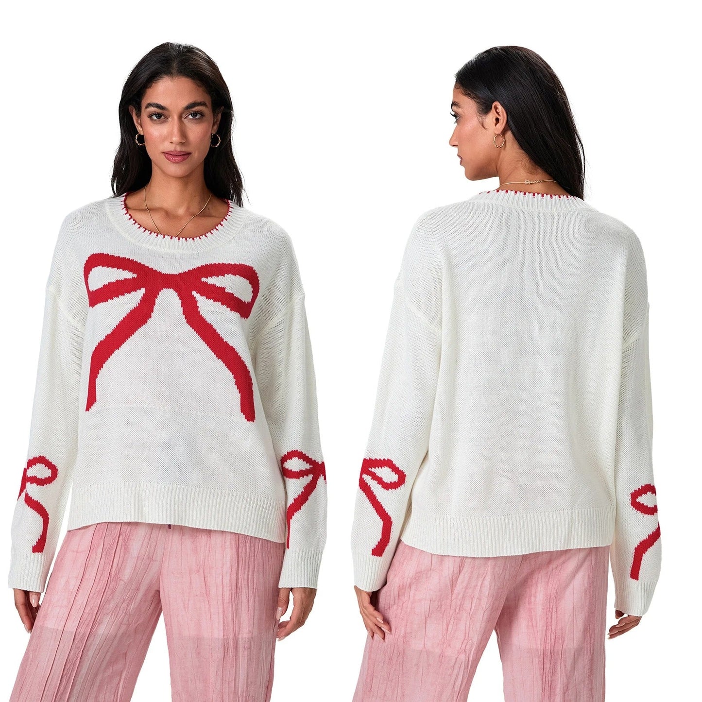 JO | MW - Festive knitted sweater with bow design