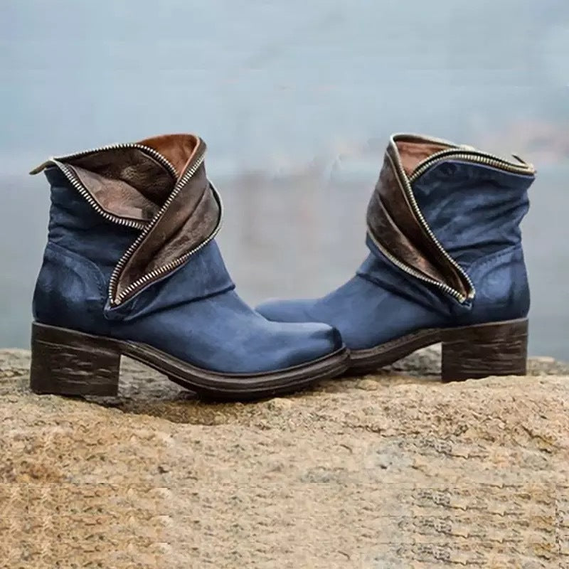 KS | Elegant, fold-over ankle boots with zipper