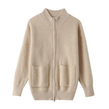 JO | Cozy knitted cardigan with stand-up collar and zipper