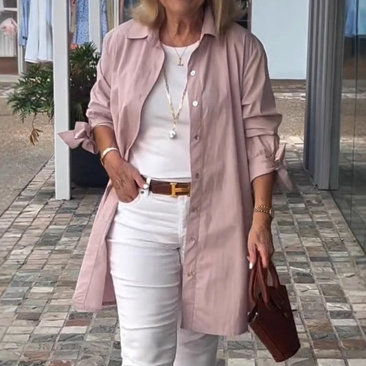 Comstylish Women's Solid Color Linen Blend Long Sleeve Shirt
