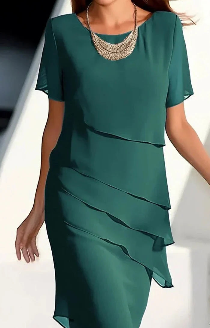 KS | Midi dress in chiffon with layers