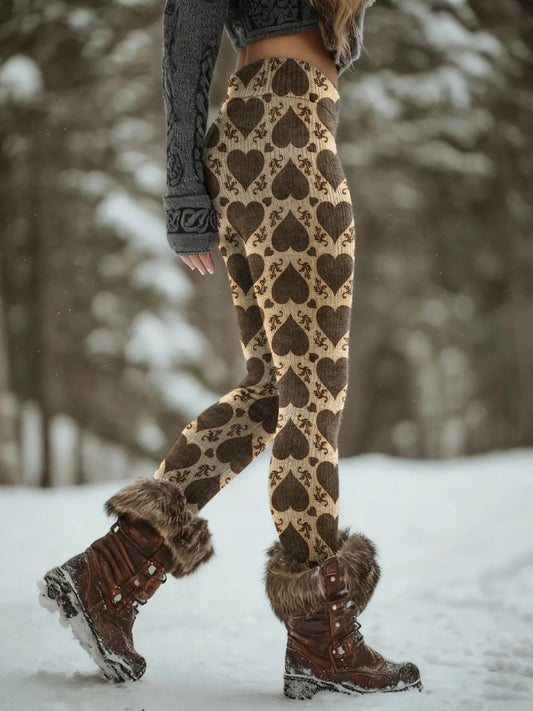 Retro Ethnicity Love Women's Printed Knitted Leggings