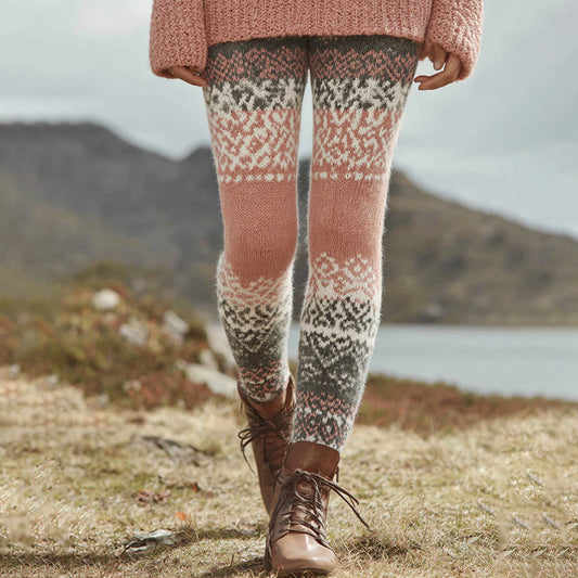 Women's Norwegian Icelandic Jacquard Pattern Casual Leggings elevenforest