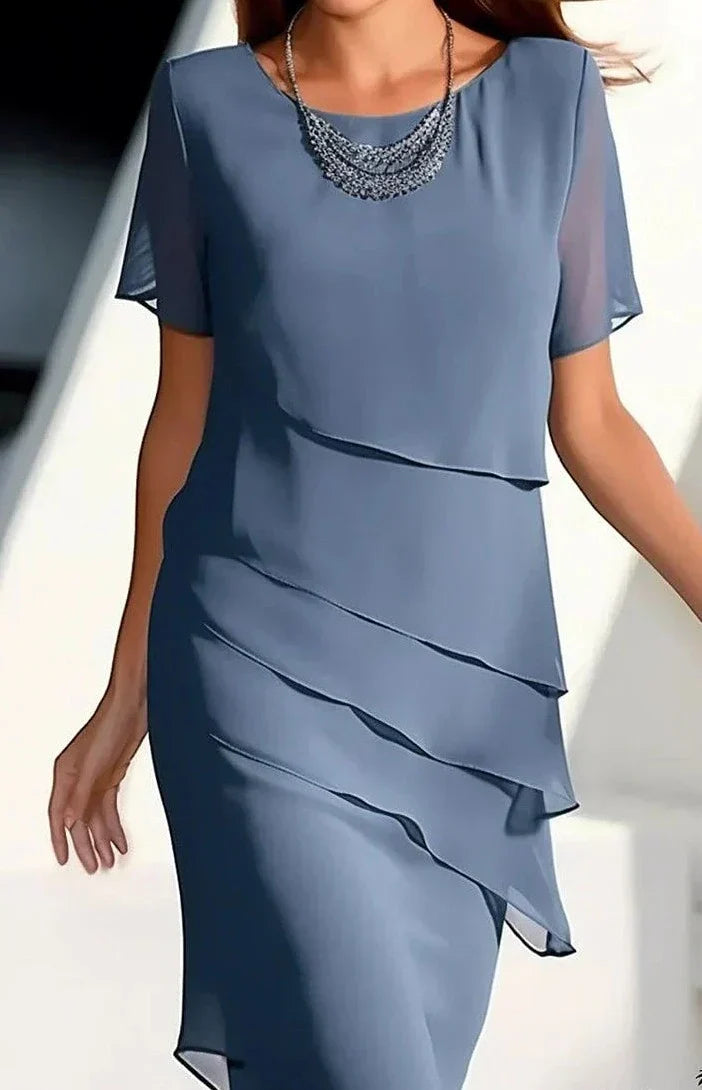 KS | Midi dress in chiffon with layers