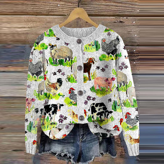 Farm Bioprint Women's Cardigan Sweater artswardrobe