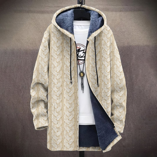 Men's Vintage Knitted Graphic Comfort Plush Hooded Coat elevenforest