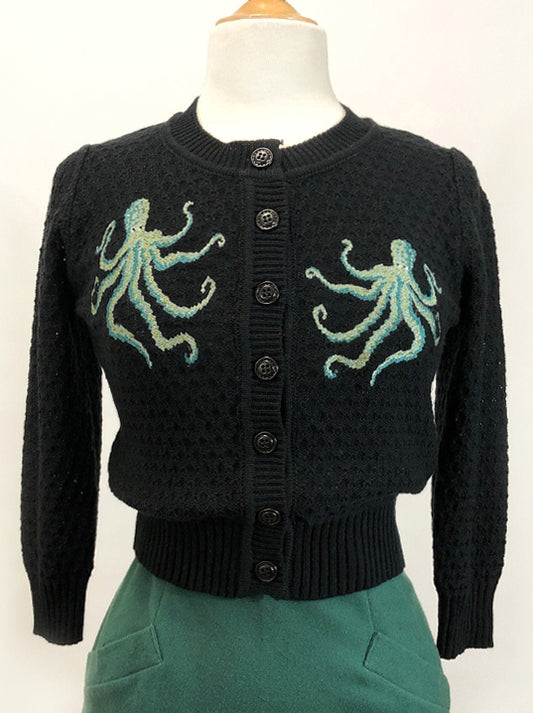 Women's Vintage Octopus Pattern Cozy Knit Cardigan elevenforest