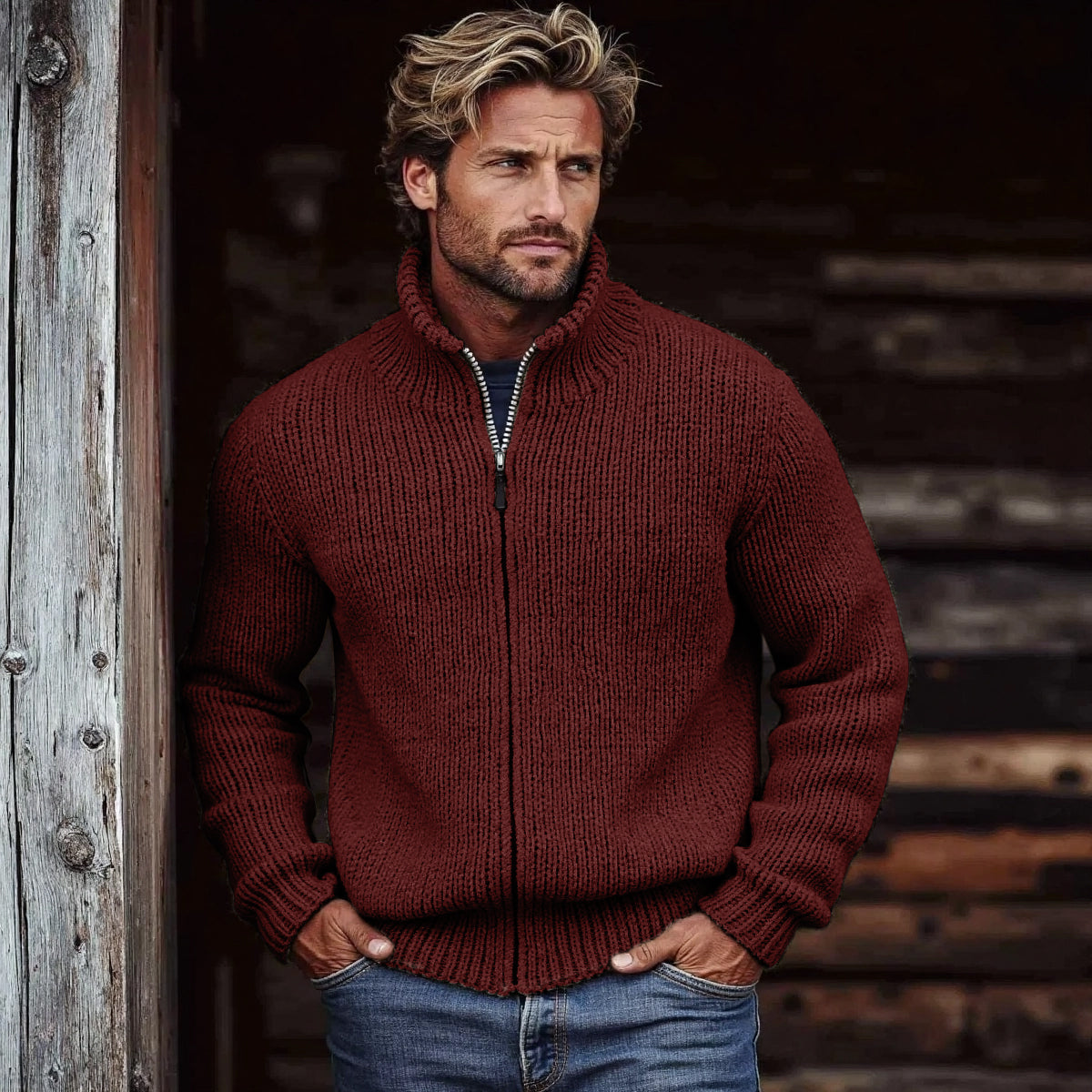 Men's Vintage Solid Color Turtleneck Sweater elevenforest