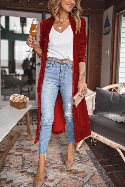 JO | stylish long velvet coat