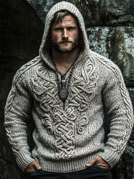 Men's Medieval Viking Celtic Chunky Hooded Sweater elevenforest