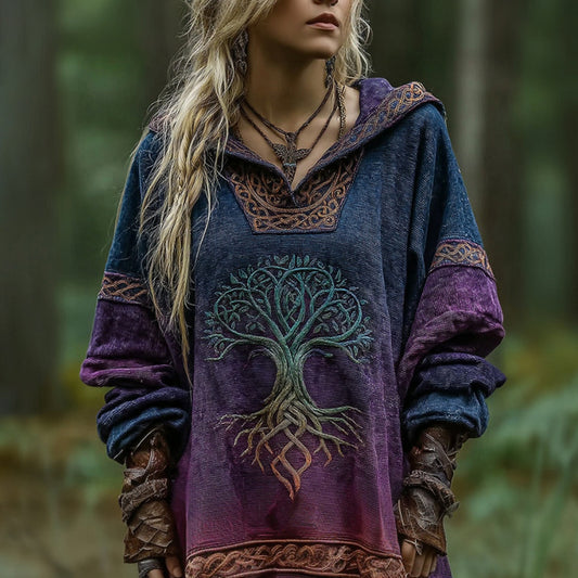 Women's Viking Tree Of Life Celtic Knot Art Gradient Comfort Hoodie artswardrobe