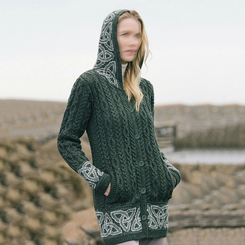 Vintage Celtic Jacquard Knit Cardigan Sweater artswardrobe