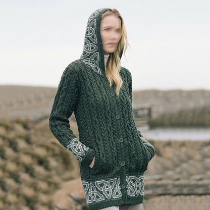Vintage Celtic Jacquard Knit Cardigan Sweater artswardrobe