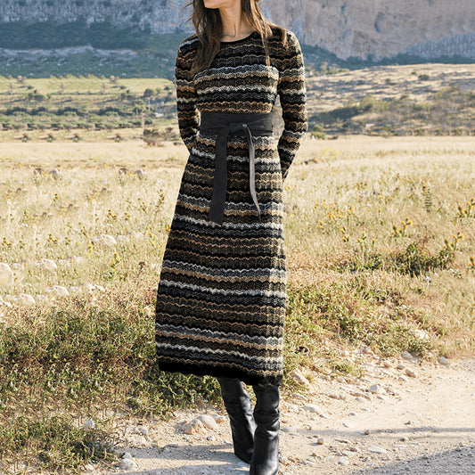 Vintage Tribal Geometric Knitted Comfort Dress elevenforest