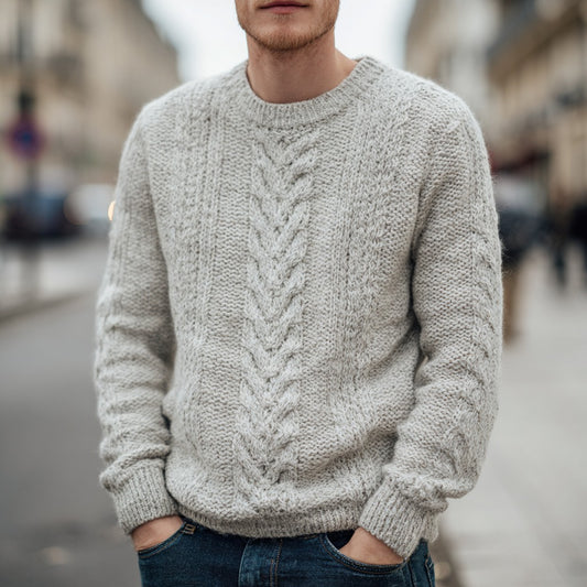 Men's Vintage Fairman Island Jacquard Thick Warm Crew Neck Sweater artswardrobe