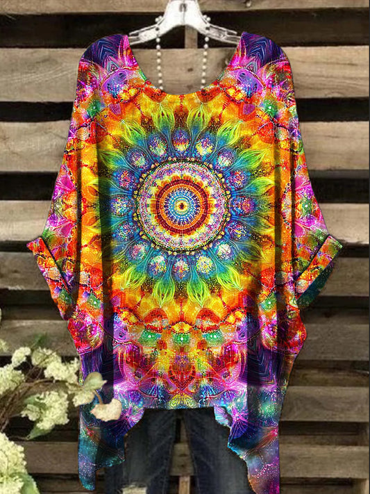 Women's Vintage Psychedelic Mandala Print Design Top