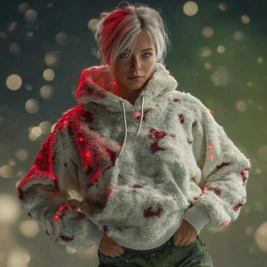 Comstylish Women's Solid Color Christmas Thickened Plush Hoodie