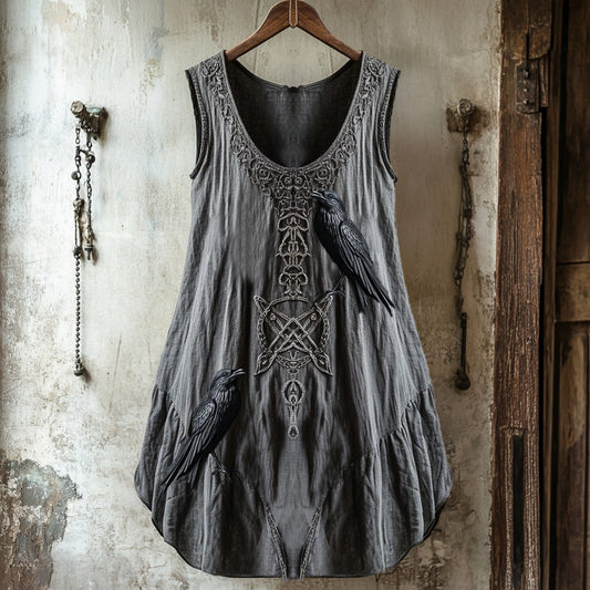 Tribal Raven Celtic Knot Art Linen Blend Tank Top artswardrobe