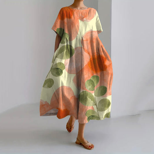 Comstylish Women's Botanical Floral Printed Casual Loose Dress