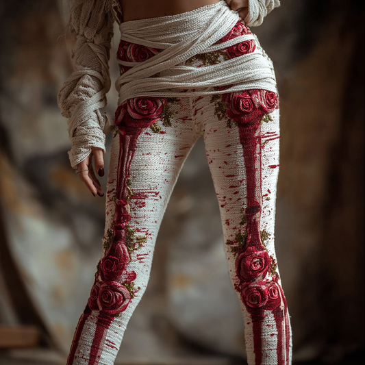Comstylish Halloween-themed Line Art Women's Knitted Tight-fitting Leggings.