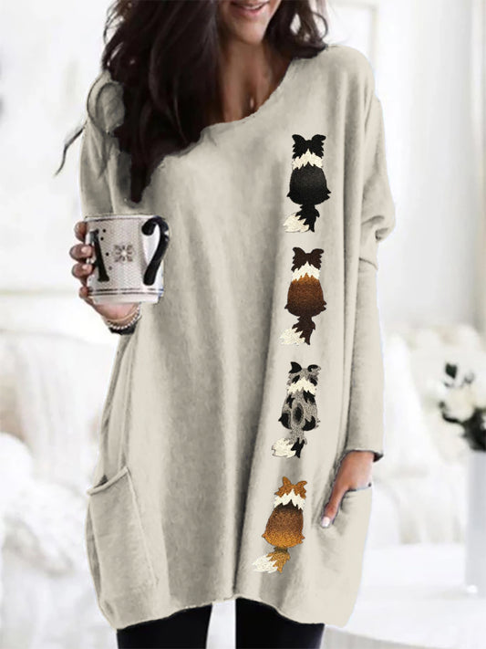 Comstylish Border Collie Dogs Embroidered Comfy Tunic