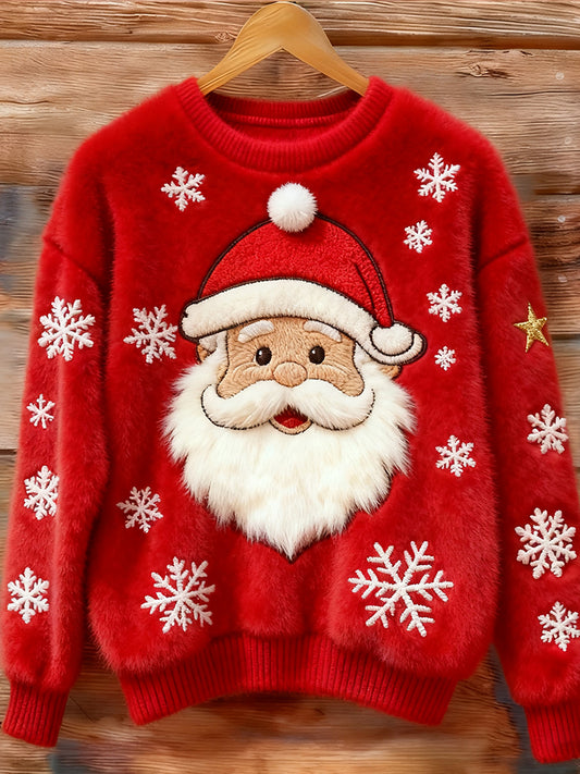 Santa Claus Snow Embroidered Sweater