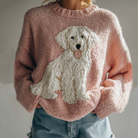 Comstylish Fuzzy Goldendoodles Dog Felt Cozy Knit Sweater